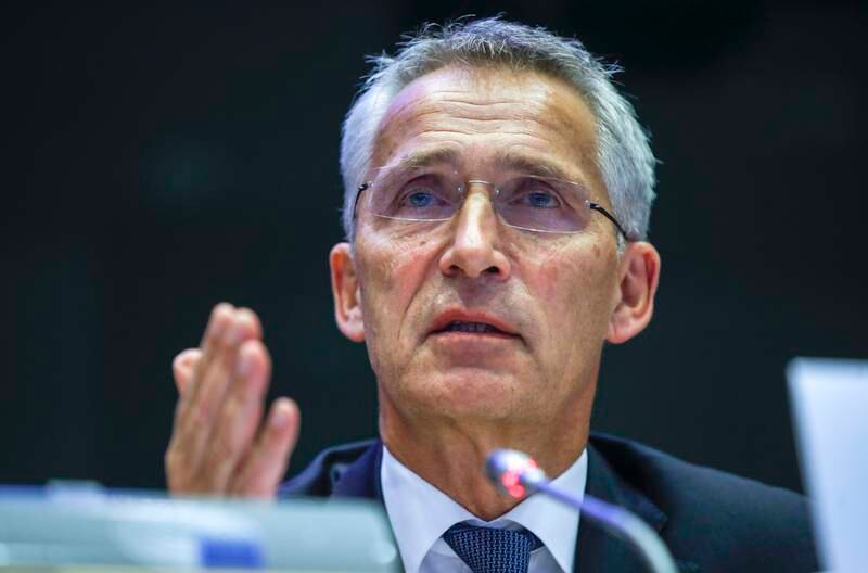 Nato Secretary General Jens Stoltenberg at the European Parliament ahead of a public hearing of the Socialist and Democrats Group in Brussels. EPA.