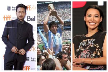 Stars from the worlds of entertainment, art, literature, sport, music and more have passed away this year, including Irrfan Khan, Diego Maradona and Naya Rivera. AP