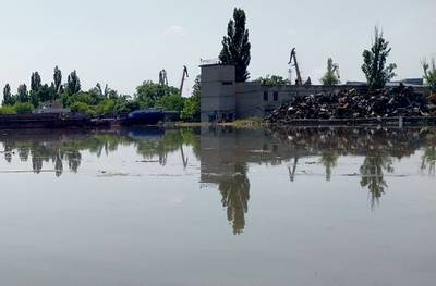 A partially flooded area of Kherson. AFP