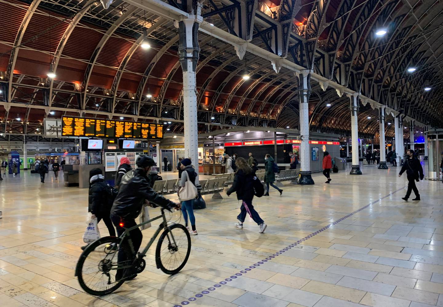 A quiet Paddington Station in London, as work from home guidance began on Monday morning. PA