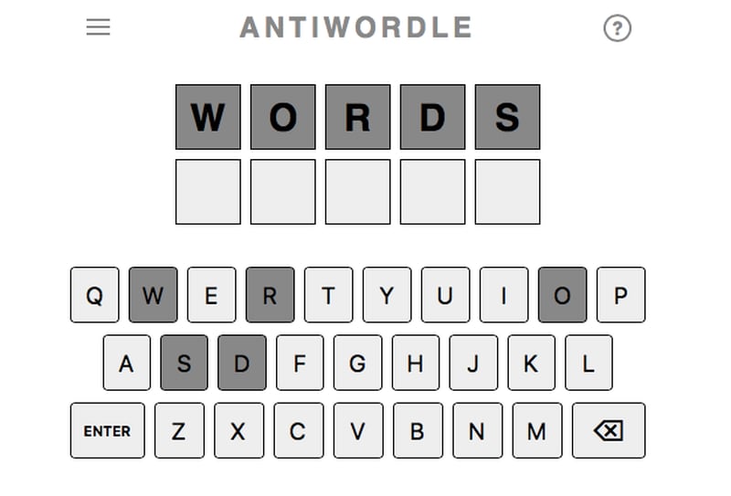 Antiwordle is among the new variety of linguistic strategy games based on Wordle. Photo: Antiwordle
