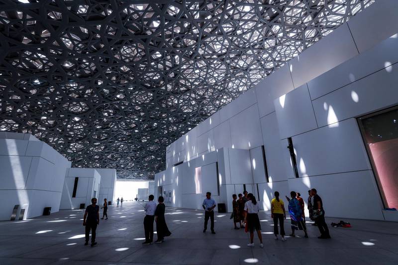 Abu Dhabi, U.A.E., September 4, 2018. The Louvre new exhibitions.--  Japanese Connections, The Birth of Modern Decor.-- Chinese tourists at the Louvré.Reporter:  Melissa GronlundSection: