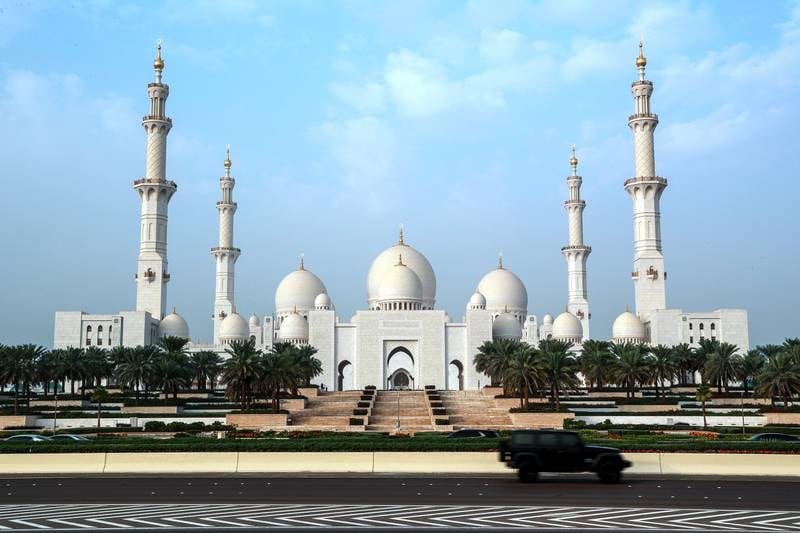 10. Overcast skies at Sheikh Zayed Grand Mosque in Abu Dhabi. Victor Besa / The National