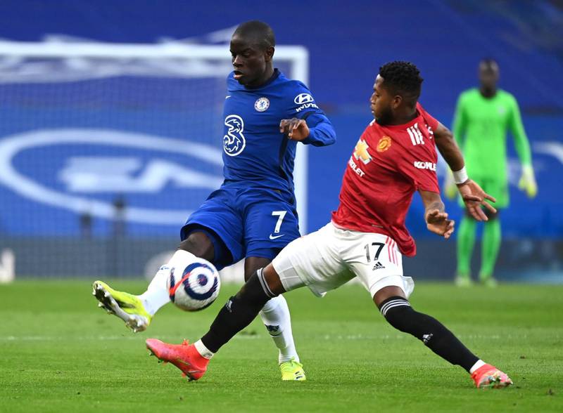 N’Golo Kante - 8: Started ahead of Jorginho to keep close tabs on United dangerman Fernandes. Good block on Portuguese’s long range effort just before half-time. Stole another chance off laces of Rashford minutes later. Frenchman is a monster at breaking up play. AP