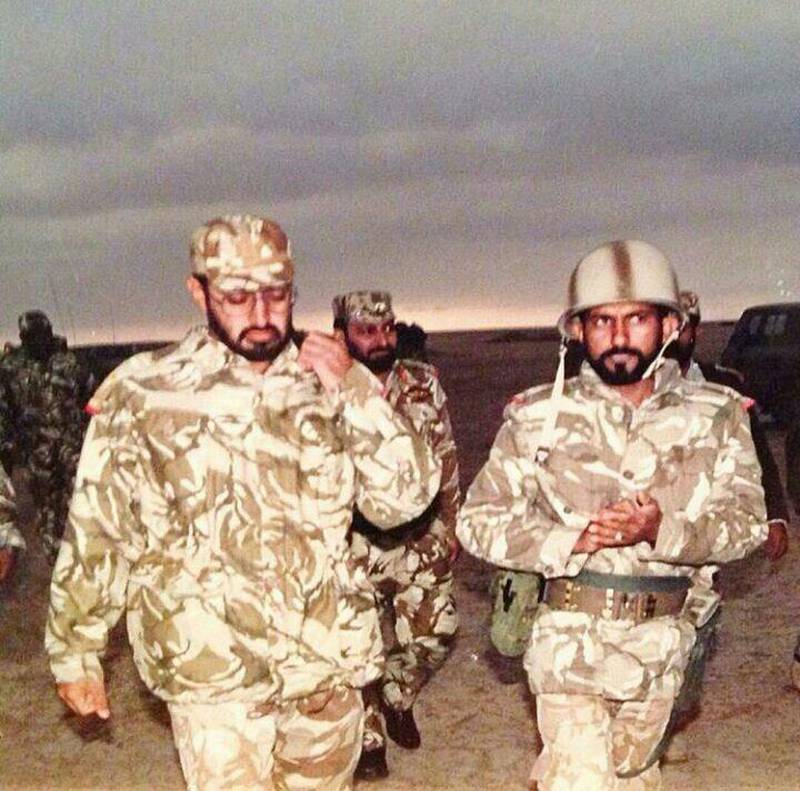 Sheikh Mohamed bin Zayed, Crown Prince of Abu Dhabi and Deputy Supreme Commander of the Armed Forces, with the now retired Maj Gen Helal Al Shehhi at the time of the war. Courtesy: Helal Al Shehhi