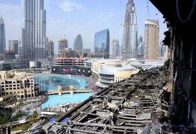 The fire at The Address Downtown on New Year’s Eve revealed the importance of maintaining building standards. Dubai Police via AP