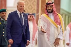 Saudi Crown Prince Mohammed bin Salman receives US President Joe Biden in Jeddah last year. Saudi Royal Court / Reuters