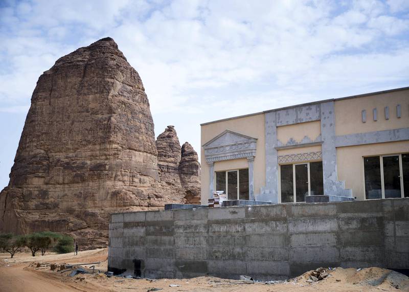 RIYADH, KINGDOM OF SAUDI ARABIA. 29 SEPTEMBER 2019. Shaden Desert Resort in Al Ula is undergoing expansion where new rooms and suites are being built to accomodate more toursits coming in the city.(Photo: Reem Mohammed/The National)Reporter:Section: