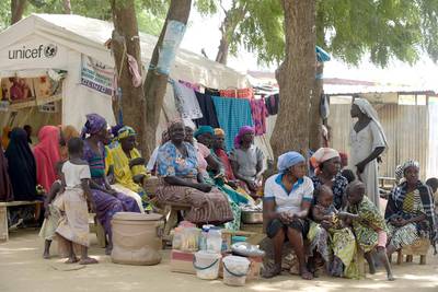 Women at a displaced persons camp in Nigeria. AFP Photo