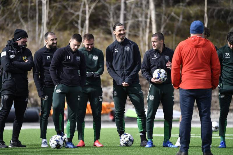 AC Milan's Swedish forward Zlatan Ibrahimovic attends a training session in Stockholm. AFP