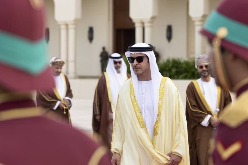 Sheikh Hazza bin Zayed, Vice Chairman of Abu Dhabi Executive Council, was part of the UAE delegation leaving Oman. 