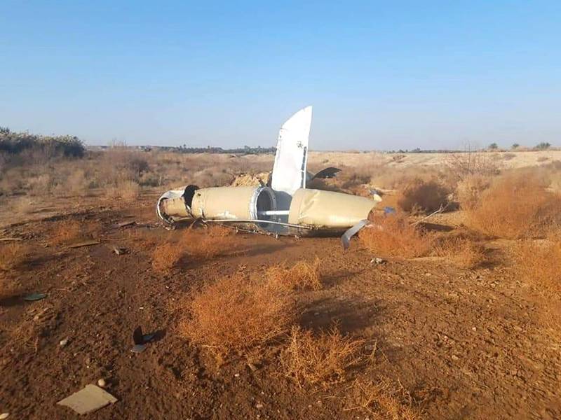 A ballistic Iranian missile that landed in the Iraqi village of Hitan in Heet, 40km from Al Assad Airbase in western Iraq. Image supplied