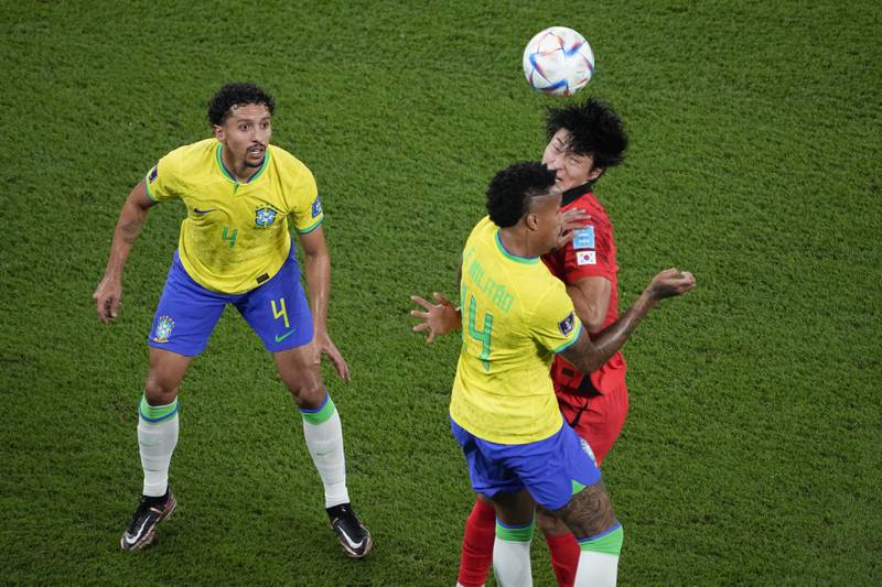 Marquinhos - 7. Really hard-working. Quick reaction to pass in the set-up for the third. He was in the South Korea area at the time. He and Thiago Silva are central defenders. AP