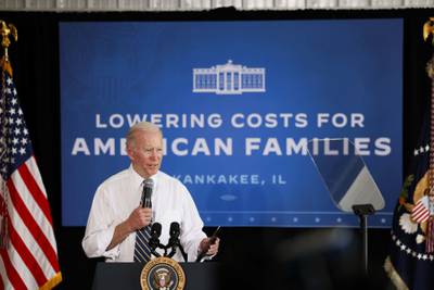 Mr Biden speaks on lowering costs for American families in Illinois. Bloomberg