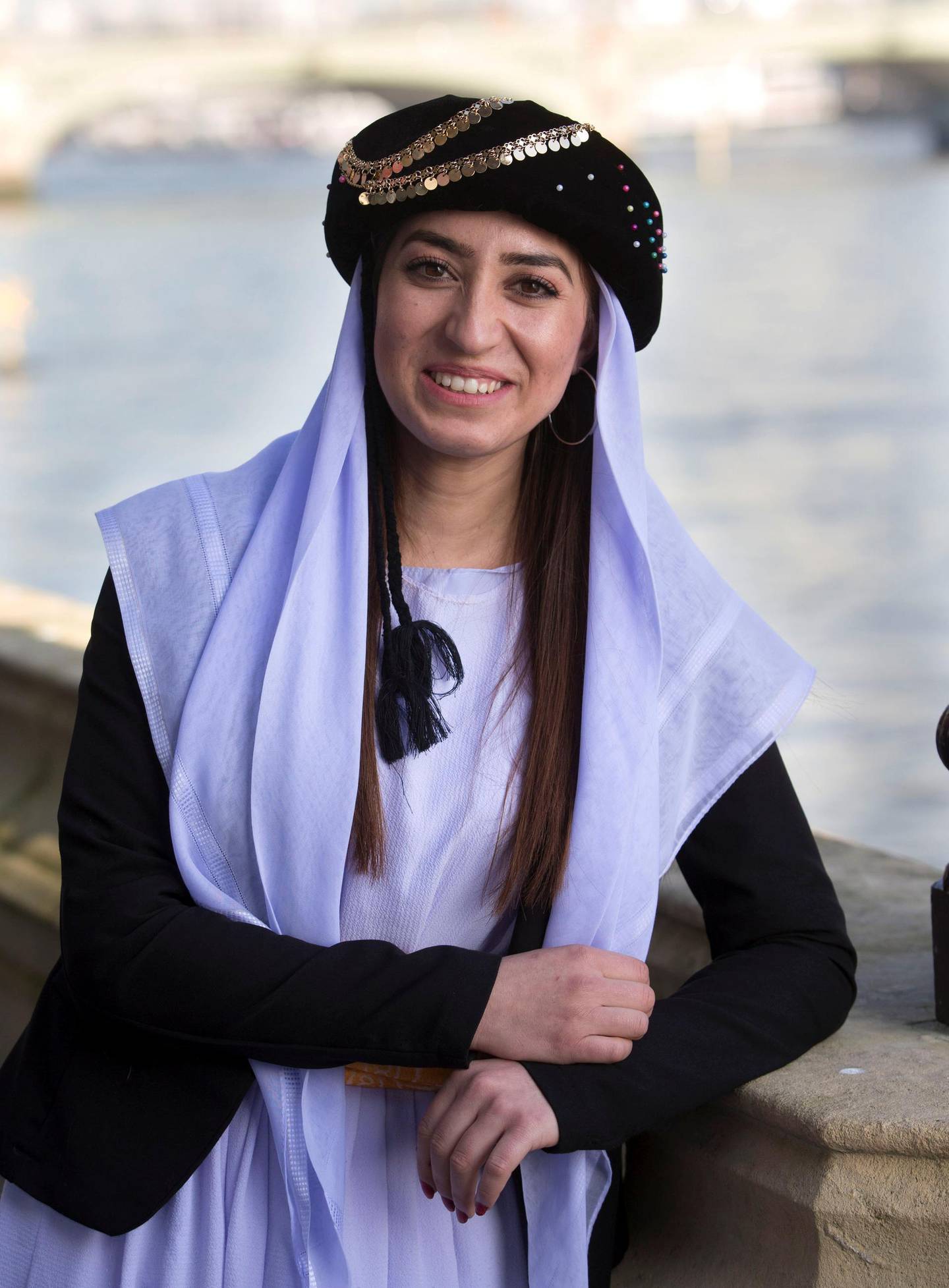 LONDON 6th February 2020. Yazidi Choir member Dlvin Ahemd on the terrace of the Houses of Parliament in London. Stephen Lock for the National . Words: Claire Corkery. 