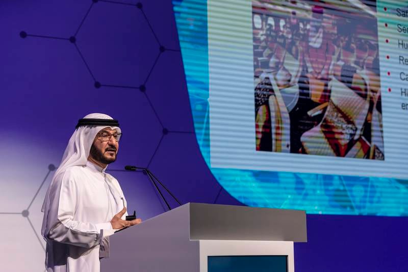 Adel Al Redha, Emirates' chief operating officer, at the Dubai Assembly for Generative AI. Antonie Robertson / The National