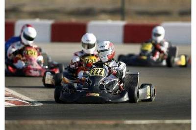 Mohammed al Dhaheri  leads the pack during the DD2 division qualifying race  yesterday in Al Ain.