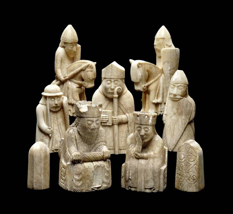 The Lewis Chessmen are a group of distinctive 12th-century chess pieces.