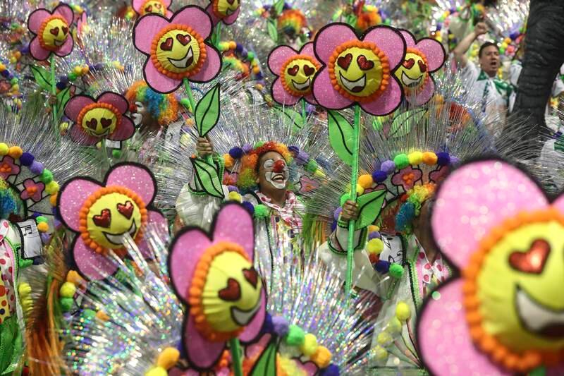 Members of a Samba school parade during the first day of  Carnival celebrations in Sao Paulo, Brazil. EPA