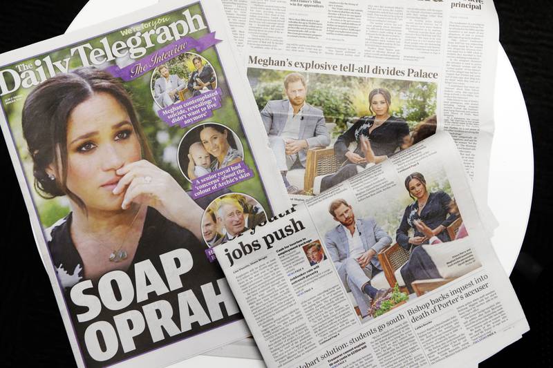 Australische Zeitungen berichten über das Interview mit Oprah Winfrey.  AP
