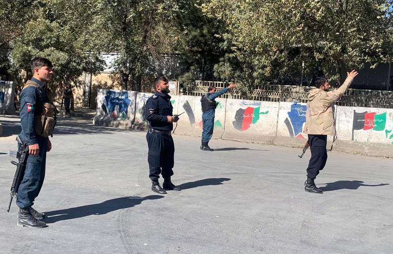 Afghan police arrive at the site of an attack at Kabul University in Kabul. AP Photo