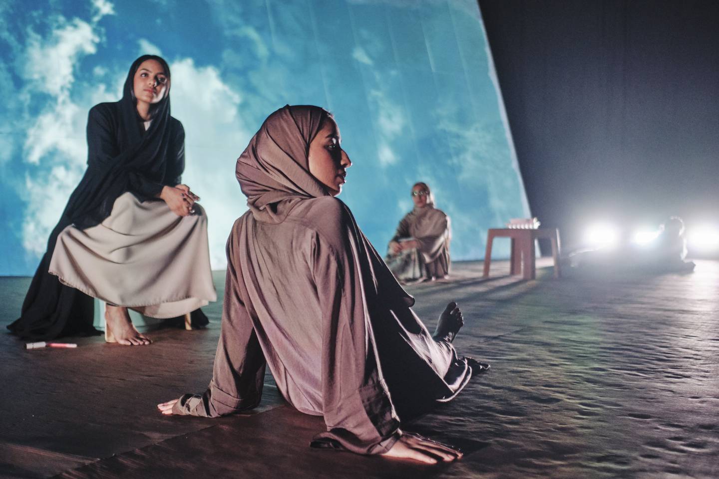 The NYUAD Arts Centre co-commissioned 'Al Raheel | Departure', by NYUAD graduate Reem Almenhali and American director Joanna Settle, with the Cultural Foundation. Photo: Waleed Shah