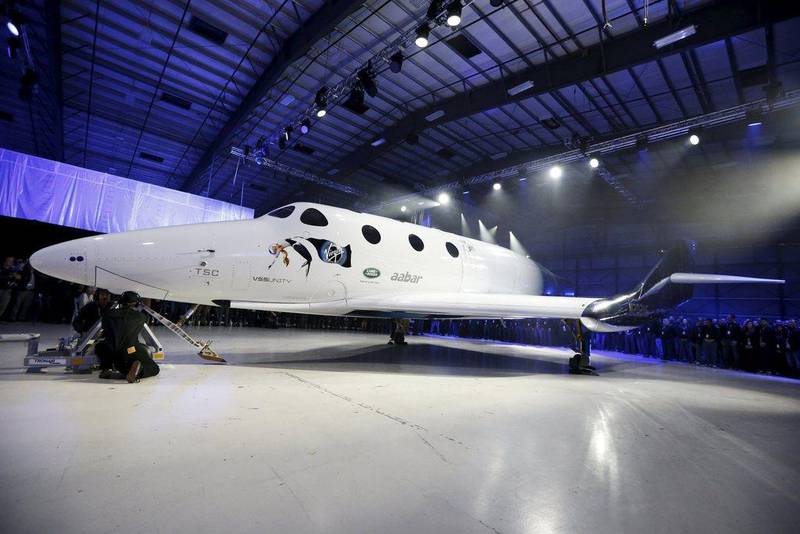 The new SpaceShipTwo, a six-passenger two-pilot vehicle meant to ferry people into space that replaces a rocket destroyed during a test flight in October 2014, is unveiled in Mojave, California, United States. Lucy Nicholson / Reuters