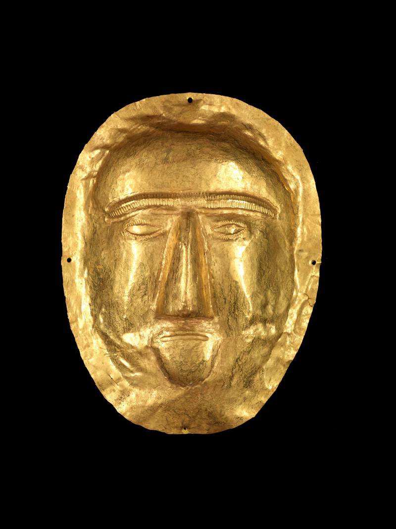 Burial mask 1-100 CE Saudi Arabia, Eastern Province, Thaj, Tell al Zayer Gold Riyadh, National Museum. Photo credit: ���� Saudi Commission for Tourism and National Heritage
