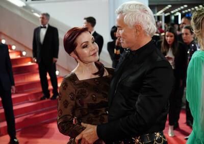 Priscilla Presley, left, and Baz Luhrmann at the screening of 'Elvis' at Cannes Film Festival. EPA