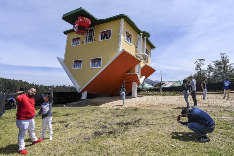 The upside-down house near Bogota, Colombia, which was designed by Austrian owner Fritz Schall. AFP