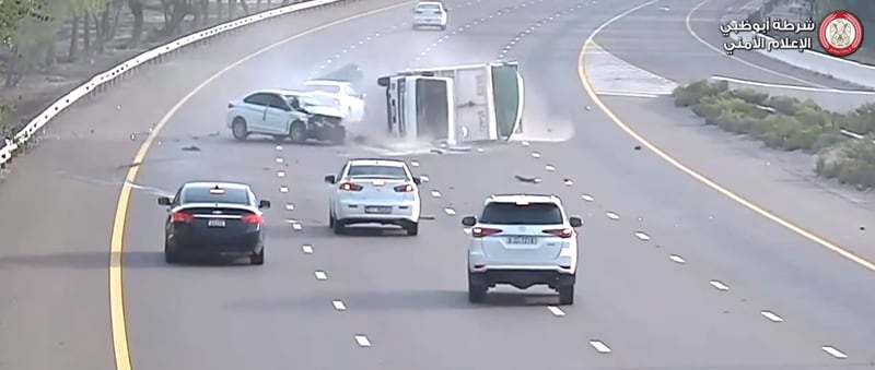 Abu Dhabi Police release footage of car accidents as part of safety initiative. Photo: Abu Dhabi Police