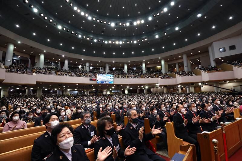 The Christmas service at the Yoido Full Gospel Church in Seoul, South Korea. Getty