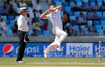 James Anderson of England and Lancashire bowls on Sunday during Day 4 of the second Test against Pakistan in Dubai. Jason O'Brien / Action Images / Reuters / October 25, 2015 