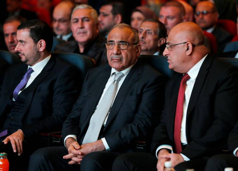 Iraq's Prime Minister Adel Abdul Mahdi (C) attends the opening of  Baghdad International Fair, Iraq November 10, 2018.  REUTERS/Thaier al-Sudani