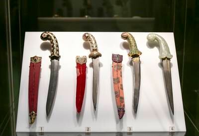 Various daggers and scabbards 
