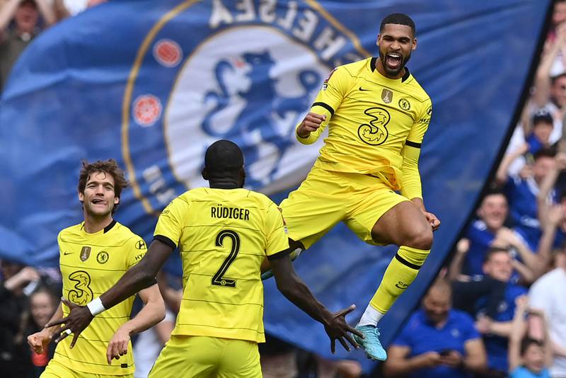 Chelsea midfielder Ruben Loftus-Cheek celebrates after firing the Blues ahead in their FA Cup semi-final victory over Crystal Palace at Wembley Stadium on April 17. AFP