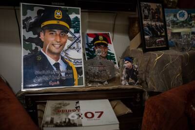 Photographs of Tharwat’s brother and Nada’s son, Ayman, adorn the family's living room in Mar Elias in Beirut. Ayman had returned from five months of training in the US right before the explosion.