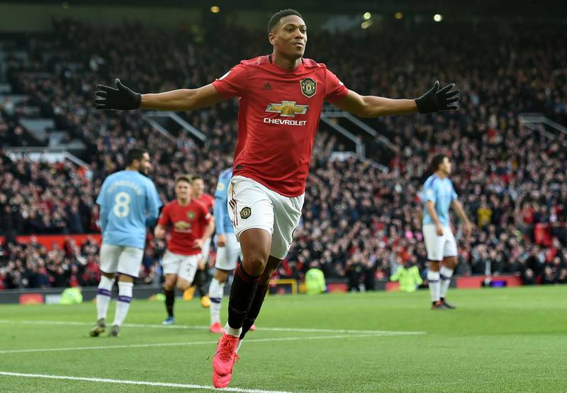Anthony Martial scored the first in Manchester United's 2-0 win over rivals Manchester City. EPA