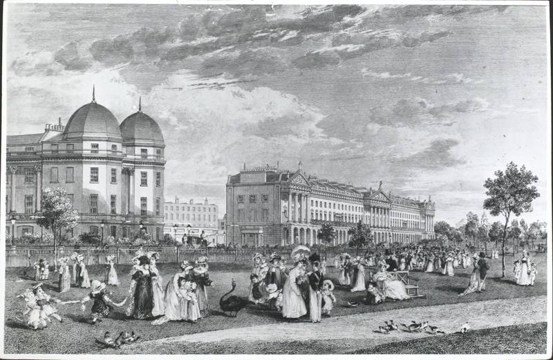 People walking on Hanover Terrace, Regent's Park, London, circa 1850. (Photo by Hulton Archive/Getty Images)