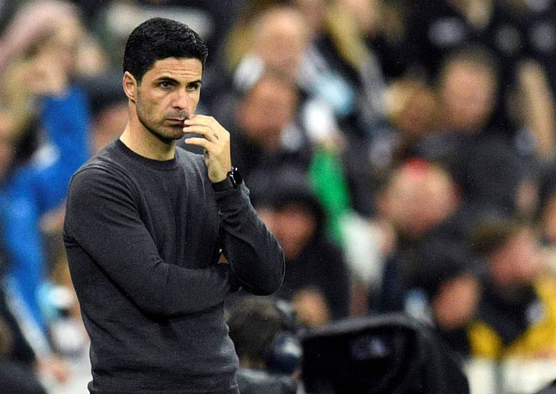 Arsenal's manager Mikel Arteta reacts during the English Premier League football match between Newcastle and Arsenal at St James' Park in Newcastle-upon-Tyne. AFP