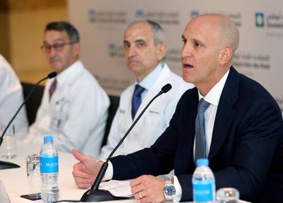 Abu Dhabi, United Arab Emirates - February 20th, 2018: Dr Rakesh Suri, CEO, Cleveland Clinic Abu Dhabi. Press conference to celebrate the clinical milestone of the UAE's first transplants from deceased donors for all four major organs "The Gift Of Life - Major Organ Transplants in The UAE". Tuesday, February 20th, 2018. Cleveland Clinic, Abu Dhabi. Chris Whiteoak / The National