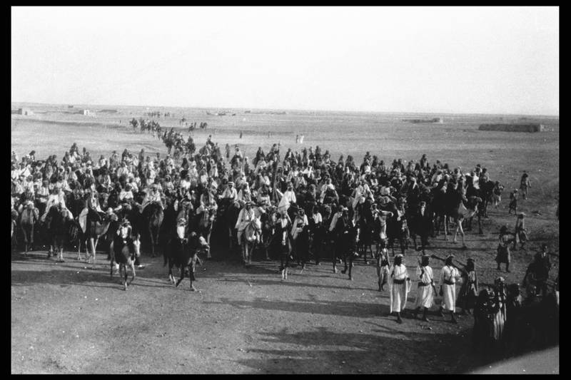 Faisal I's army arrives at Yanbu in present-day Madinah, during the Arab Revolt against Ottoman rule in December 1916. Pierre Perrin / Sygma via Getty