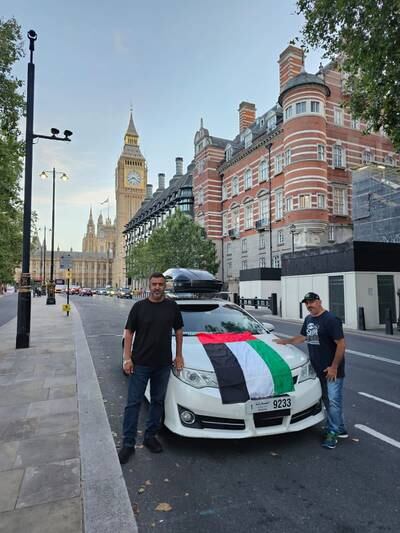 Parked in central London, near Big Ben