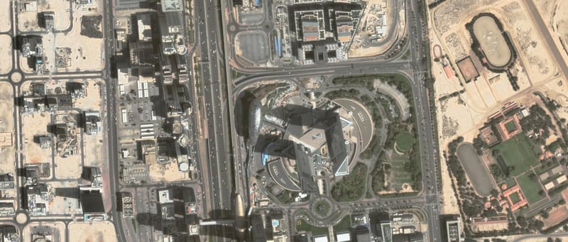 The Museum of the Future in Dubai can be seen in the centre of the image. Photo: Google Earth