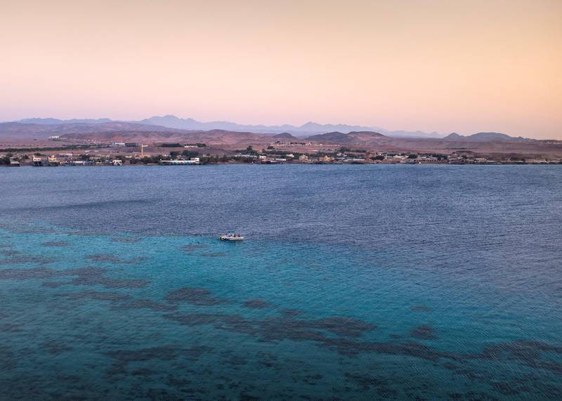 TABUK, KINGDOM OF SAUDI ARABIA. 30 SEPTEMBER 2019. 
A group of journalists snorkel in Haql. Haql is home to many chalets, coral reefs, and marine habitats that are found along the city’s beaches. 
(Photo: Reem Mohammed/The National)

Reporter:
Section: