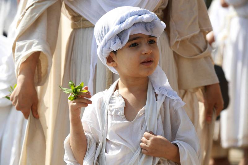 A Mandaean child during the Prosperity Day holiday in Baghdad. AFP