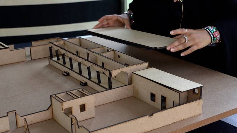 An architectural model of a traditional Emirati home. 
