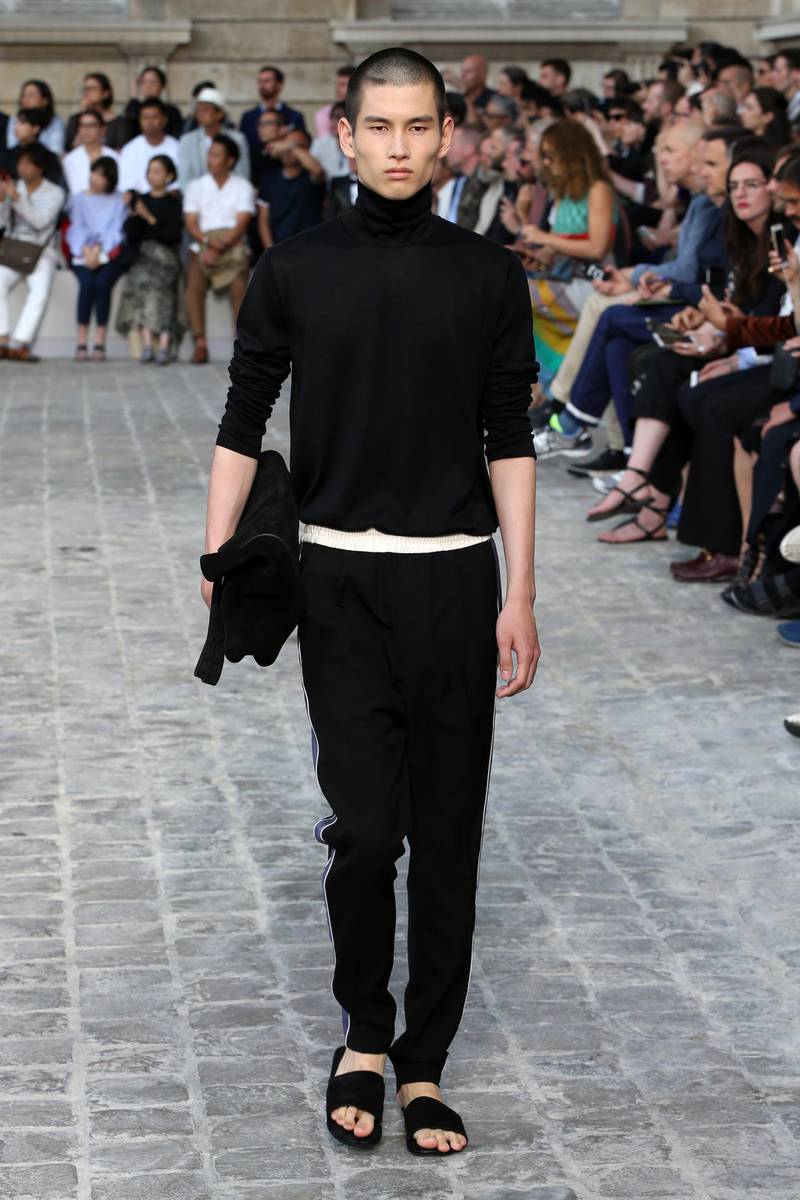 For men with rectangular body shapes, fitted clothes, like this outfit from Berluti, work well. Courtesy Berluti