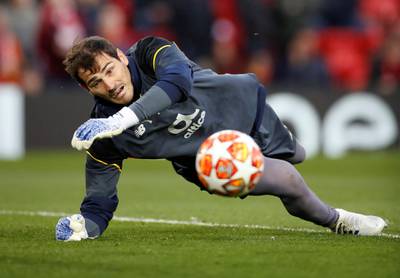 Soccer Football - Champions League Quarter Final First Leg - Liverpool v FC Porto - Anfield, Liverpool, Britain - April 9, 2019  FC Porto's Iker Casillas during the warm up before the match  Action Images via Reuters/Carl Recine