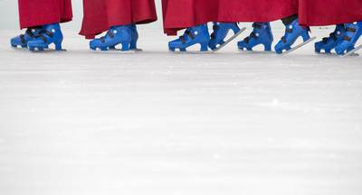 Choristers from Winchester Cathedral don skates to try out the recently installed artificial ice rink beside the cathedral which opened on November 18, 2016 in Winchester, England. The opening of the ice rink coincides with the opening of the cathedral’s Christmas market. Matt Cardy / Getty Images